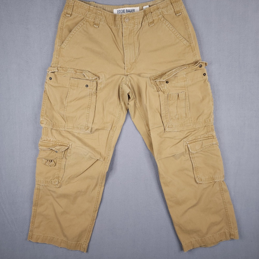 Eddie Bauer Cargo Pants Mens 36x30 Tan Khaki Cotton Workwear Gorpcore Outdoor